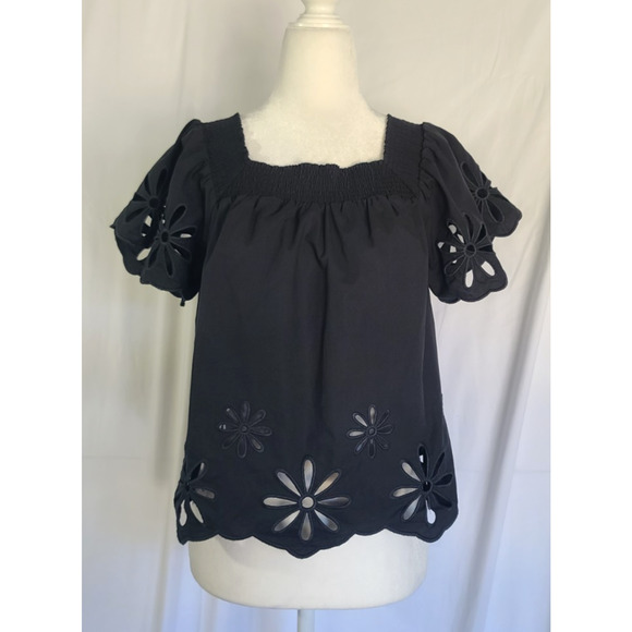 Rails Womens Designer Black Eyelet Sonora Top XS - Picture 4 of 8